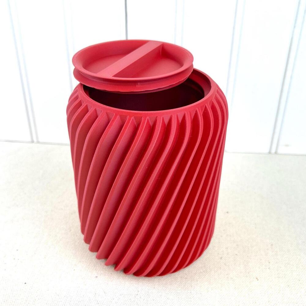 Swirl Lidded Storage Container, Ridged Storage Container, Organizer for a Desk - Picture 5 of 10